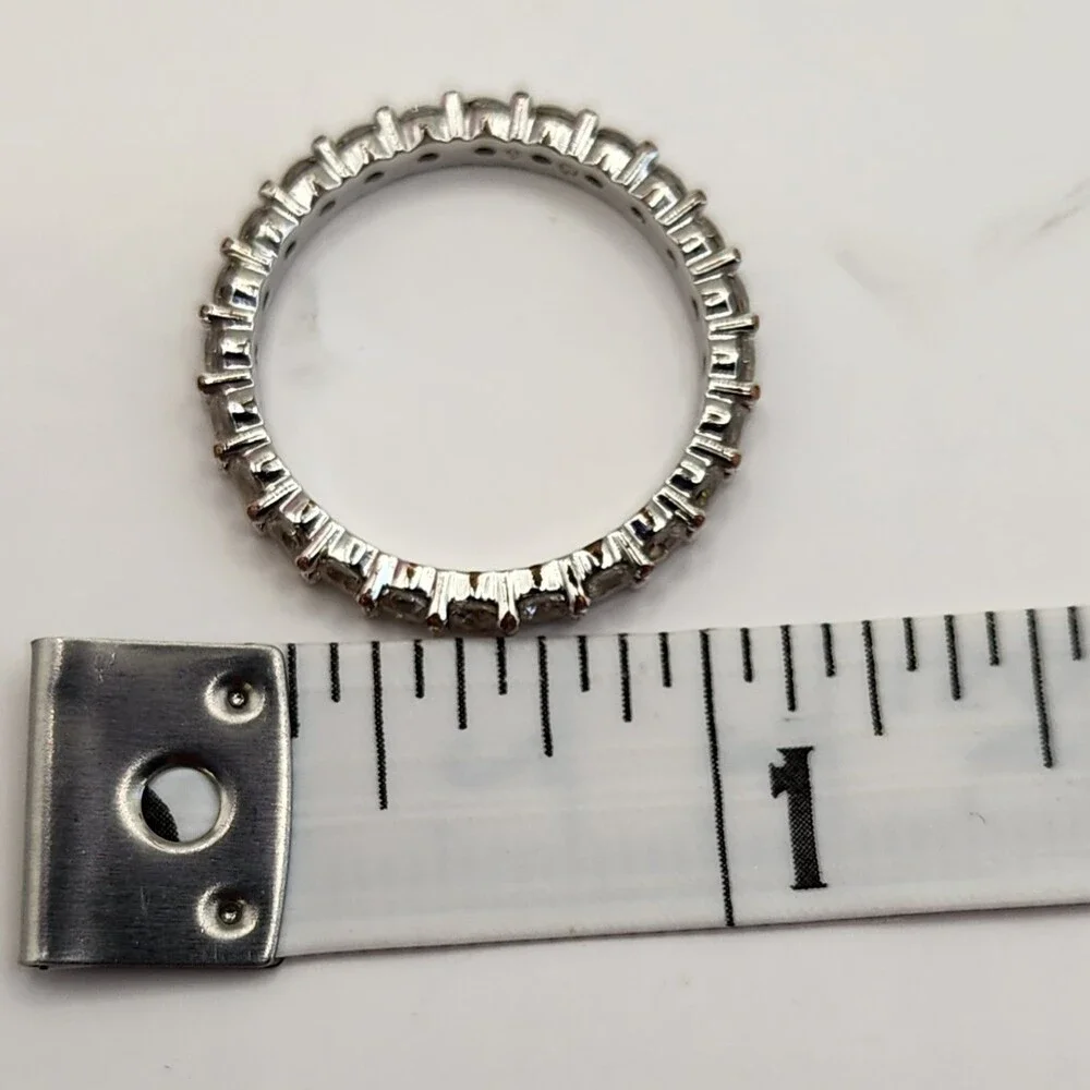 Swarovski Vittore Round Cut White Zirconia Rhodium Plated Eternity Ring New Box